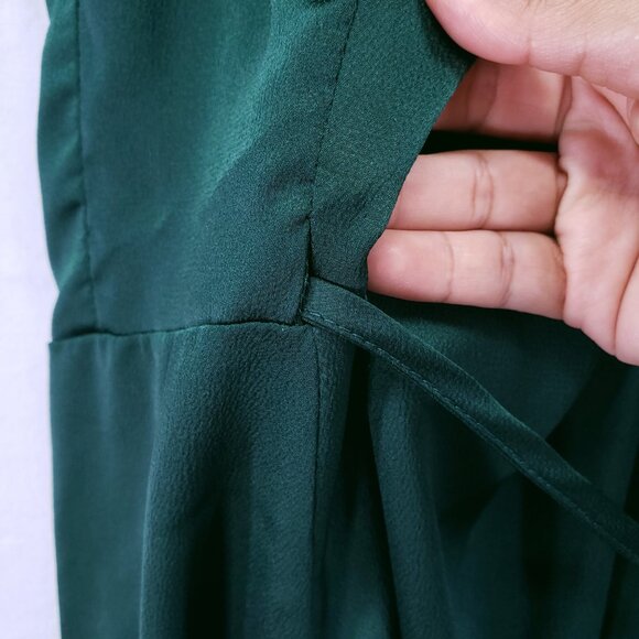 Princess Polly Green Lightweight Silky Sleeveless Short Mini Wrap Dress Size 4 - Picture 11 of 16